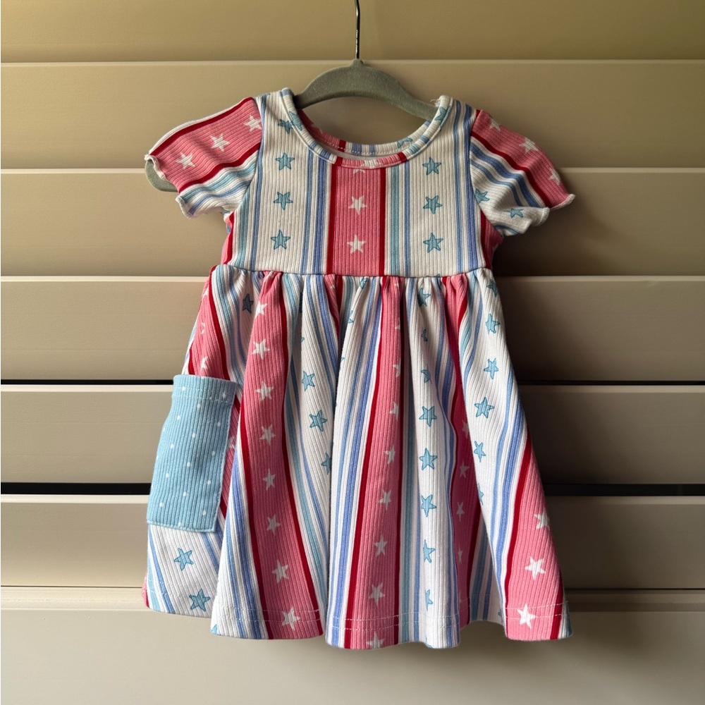 SweetHoney Red, White and Blue Starry Striped Dress